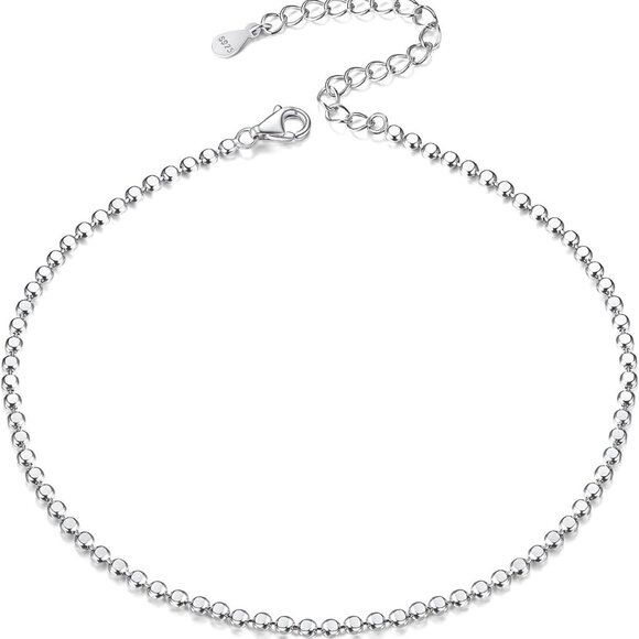 925 Sterling Silver Ankle Bracelet for Women Simple Cuban Link/Figaro/Twist Rop